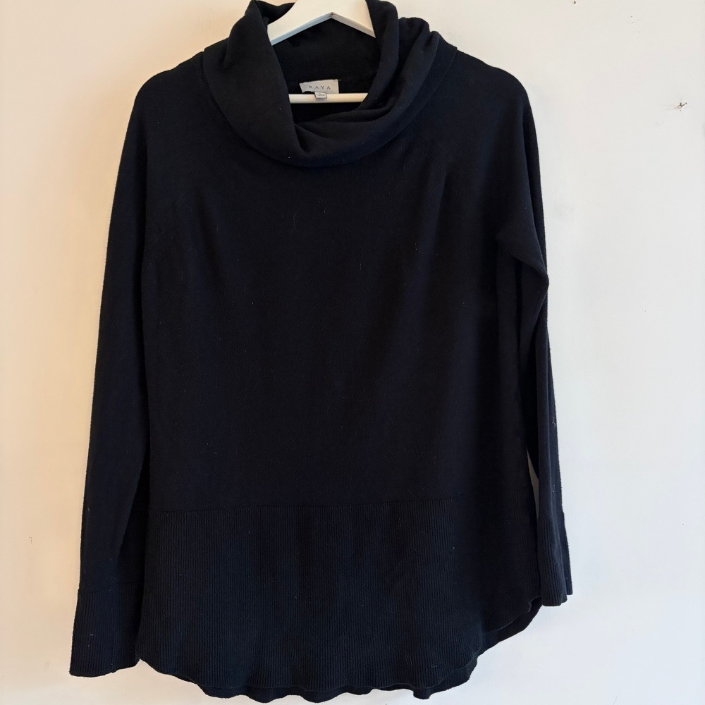 Raya Anthropologie Black Cowl Neck Sweater Long Sleeve Relaxed Fit Knit Top Sz L